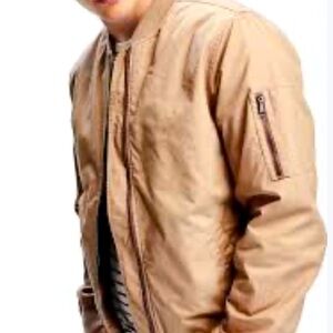 Zara Men's Beige Bomber Jacket